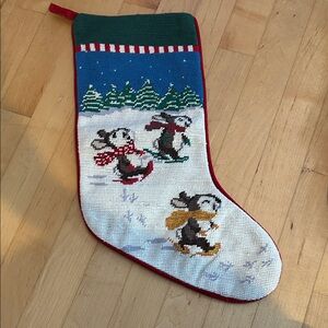 Lands' End Red 3 Bunnies Holiday Stocking